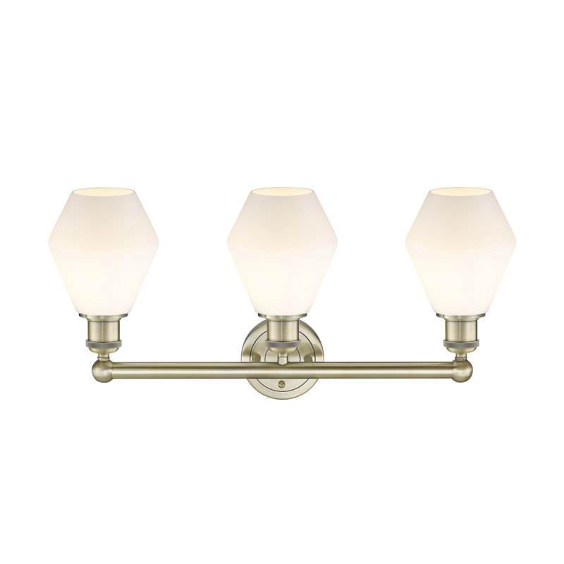 Éclairage pour meuble-lavabo 3 lumières 24 pouces Gabbie, Laiton antique, Blanc mat