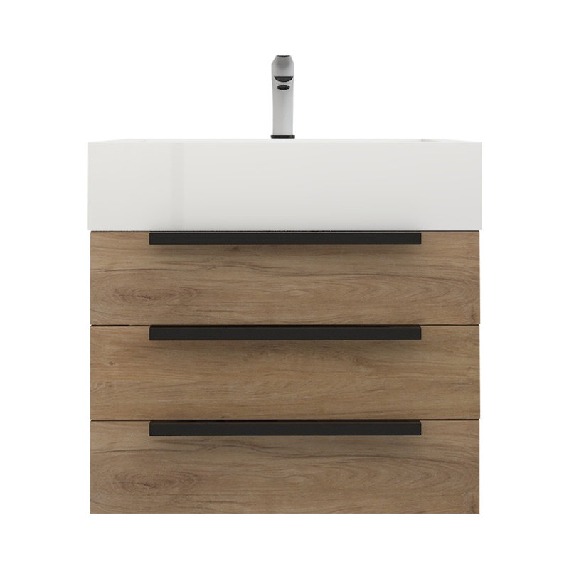 Finition du meuble-lavabo mural simple 24 po Jessica: noir lustré, Chêne blanc