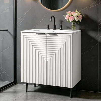 Meuble-lavabo moderne 30 po avec portes à fermeture douce