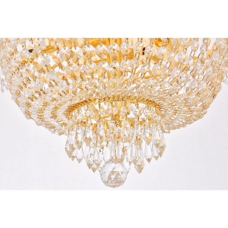 Plafonnier encastré simple 4 lumières 16 po Stoltz, Or, Coupe royale