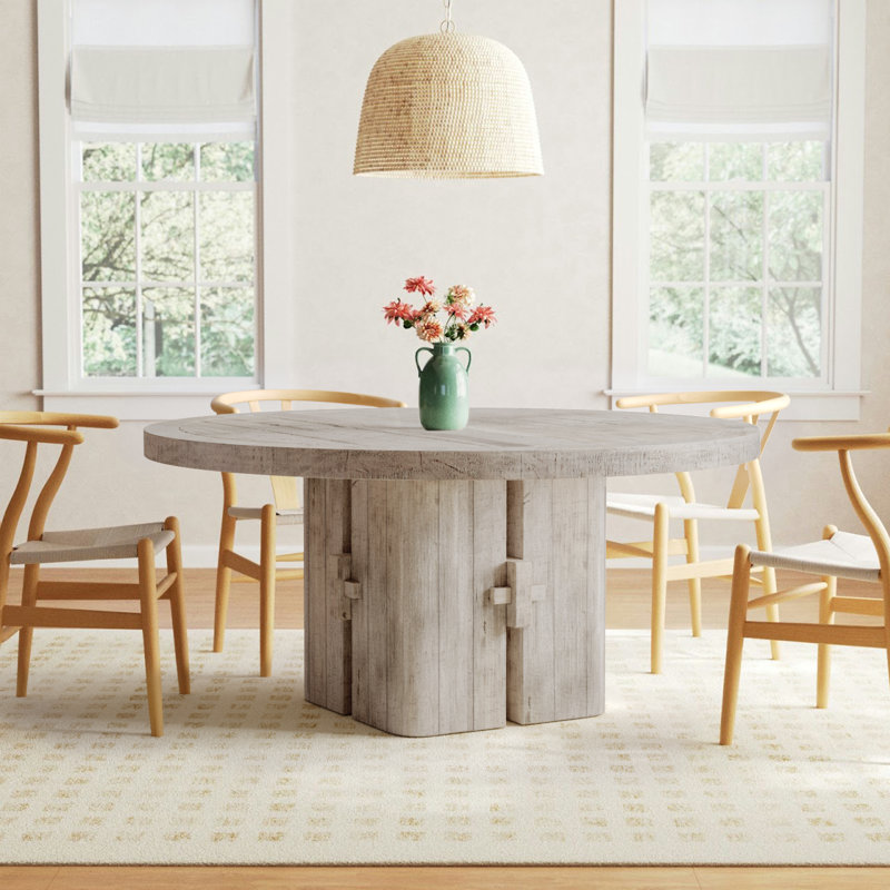 Armino 60" Solid Wood Dining Table, Beige