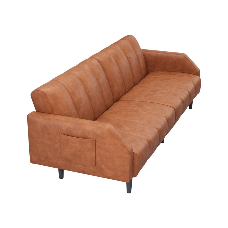 Fabry 77.56" Faux Leather Convertible Sofa