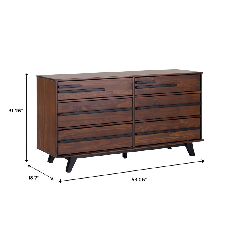 Commode 6 tiroirs Amiliya, Noyer