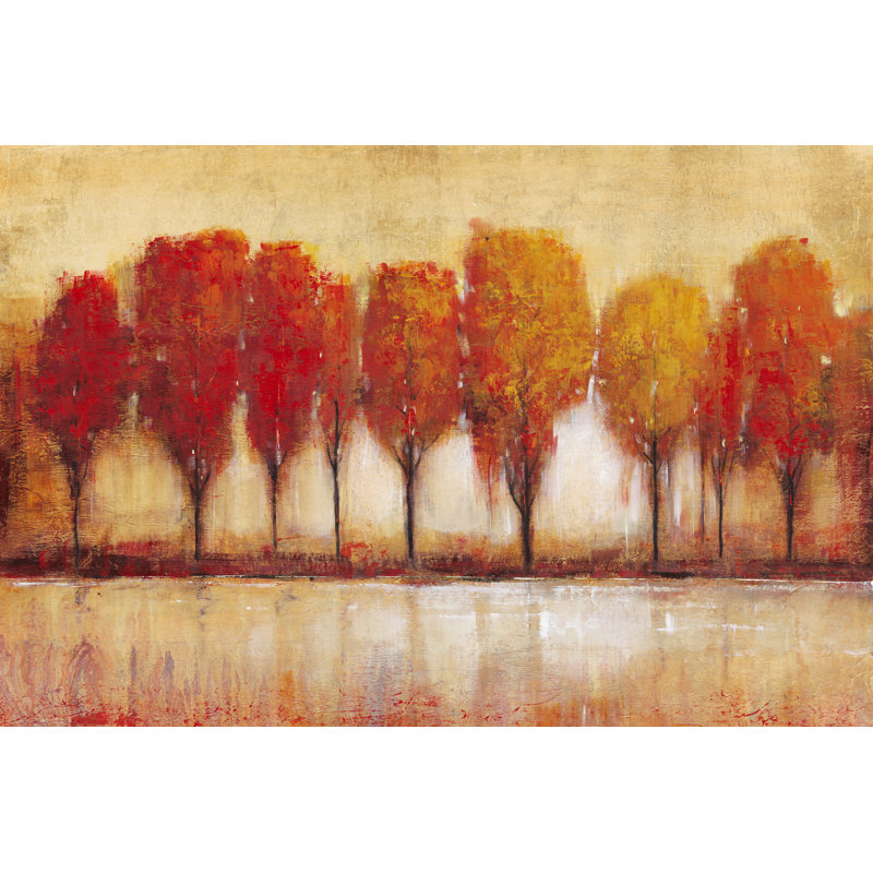 Autumn Water's Edge - Wrapped Canvas Print, 61cm H x 91cm W, Paper Print