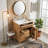 24" Freestanding Bathroom Vanity With Ceramic Sink, Solid Wood Frame, 1 Flip-Out Drawer & 1 Door Storage & 2 Soft-Close Drawers