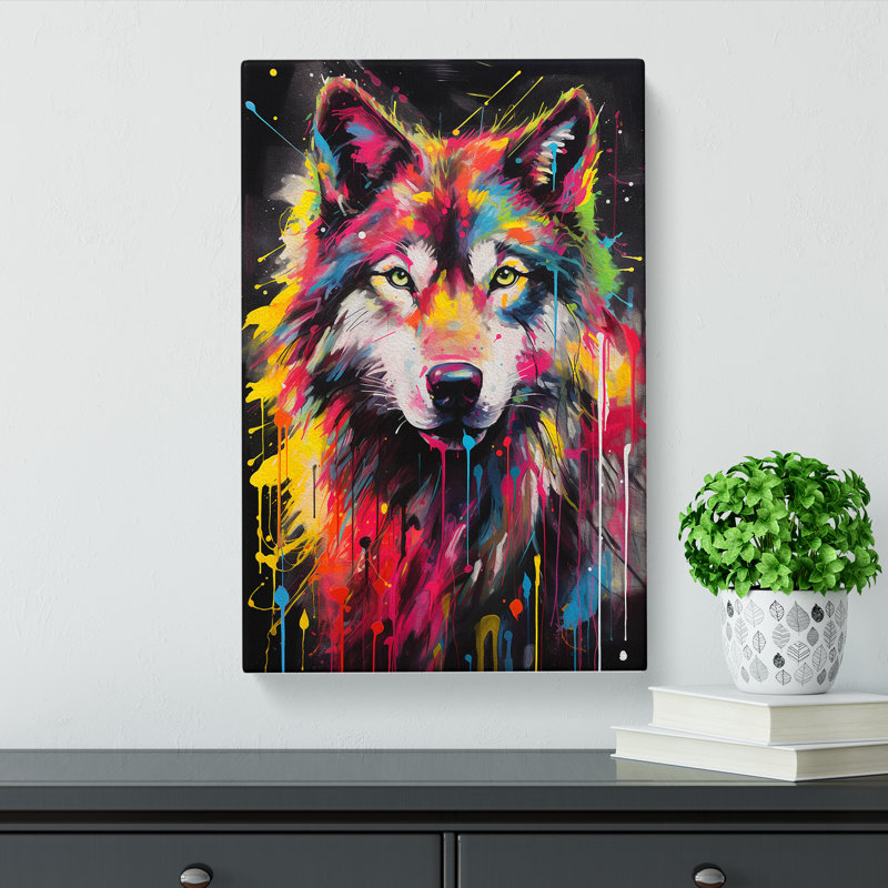 Wolf Abstract - Wrapped Canvas Print, 60cm H x 40cm W x 3cm D