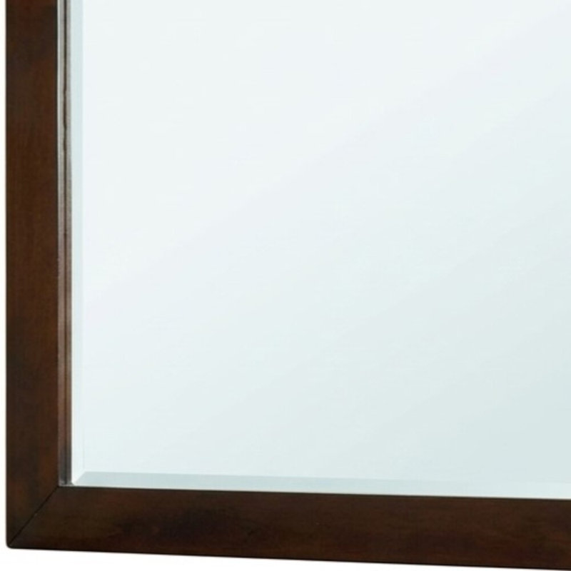 Azulai Brown Cherry 43.25 In. W X 38 In. H Modern Rectangle Wood Framed Mirror