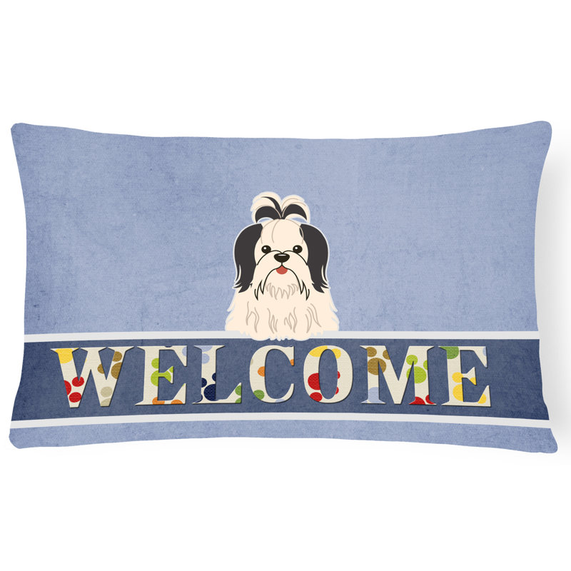 Coussin Shih Tzu Welcome, Noir/blanc