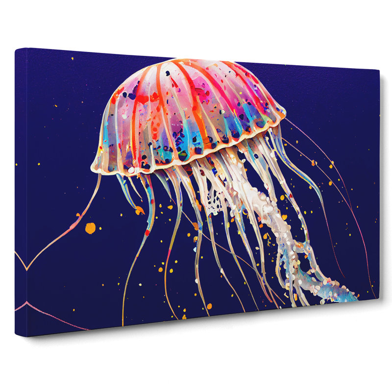 Painted Jellyfish Abstract - Wrapped Canvas, 35cm H x 50cm W x 3cm D
