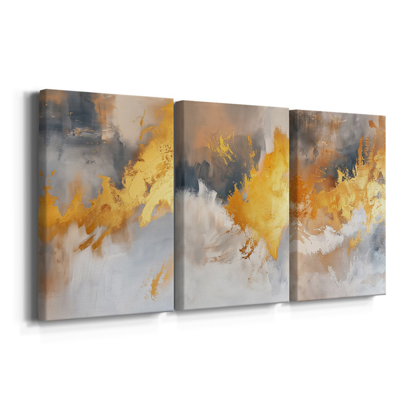 ABSTRACT Series CD XXXII - Toile tendue sur mesure avec châssis - 3 pièces, H 60 po x l 120 po