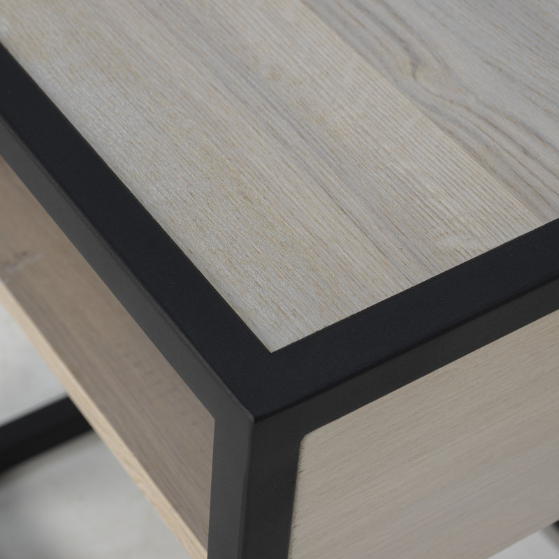 40cm W Steel Bedside Table, White Sand