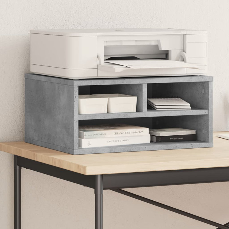 22.5cm H Printer Stand, Concrete Grey, 22.5cm H x 49cm W x 40cm D