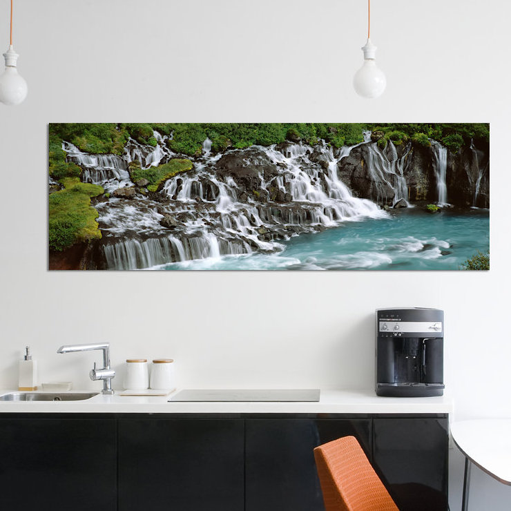 «Hraunfossar, Islande», reproduction de photo sur toile, H 20 po x l 60 po x P 1,5 po, Toile tendue