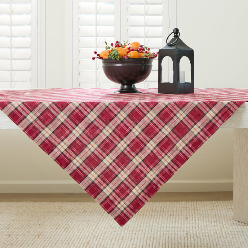 100% Pure Line - Tablecloth Burgundy Plaid, 52" Square