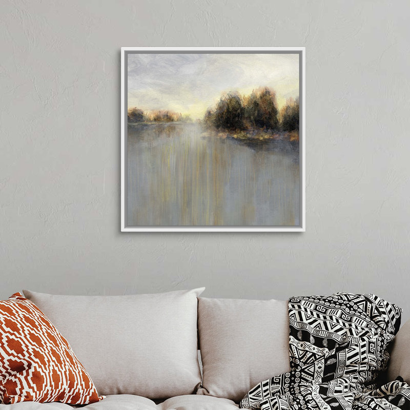 Rainy Sunset II - reproduction d'art sur toile, Cadre flottant blanc, H 31,7 po x l 31,7 po x P 1,75 po