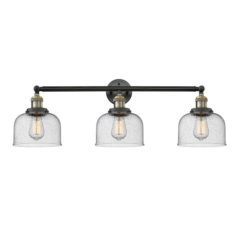 Éclairage pour salle de bain 3 lumières Placencia, Ampoule incandescente rétro de 60 watts, Granuleux, Laiton antique noir
