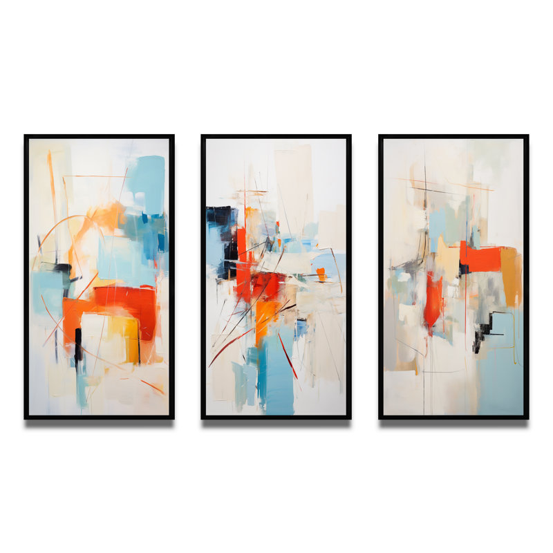 «Ephemeral Silence Minimal Abstract», ensemble de 3 impressions, Cadre flottant noir, H 28 po x l 36 po