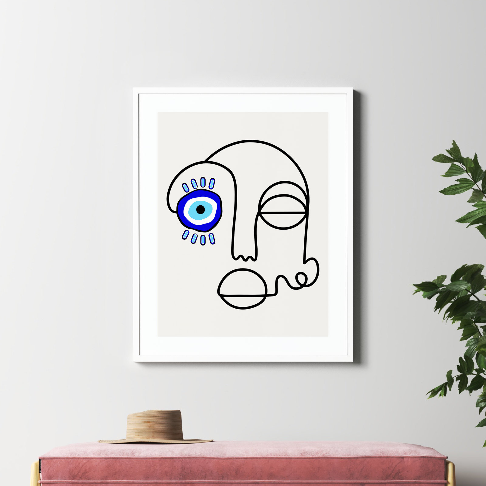 No Evil Allowed Print by Shatha Al Dafai, 41.38" H x 33.38" W x 0.875" D, White