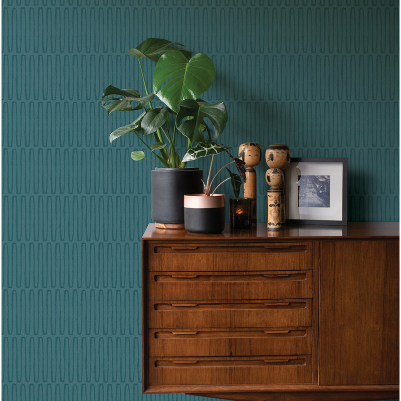 Hannah Geometric Wallpaper Roll, Teal