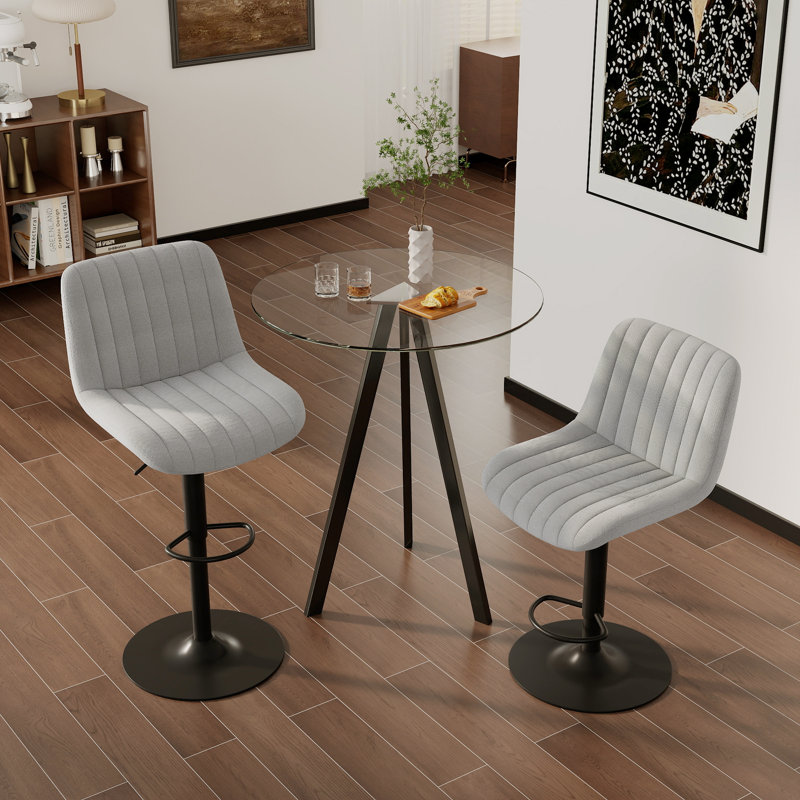 Ensemble de bar moderne doré, table en verre de 31,5 po + 2/4 tabourets pivotants pour îlot de cuisine, Gris