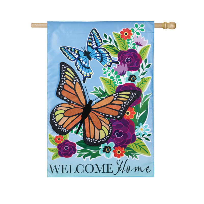Drapeau de la maison «Welcome Home Butterflies»