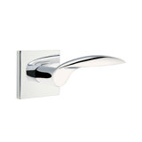 Mercury Wave/Drop Privacy (Bed & Bath) Door Lever with Square Rosette