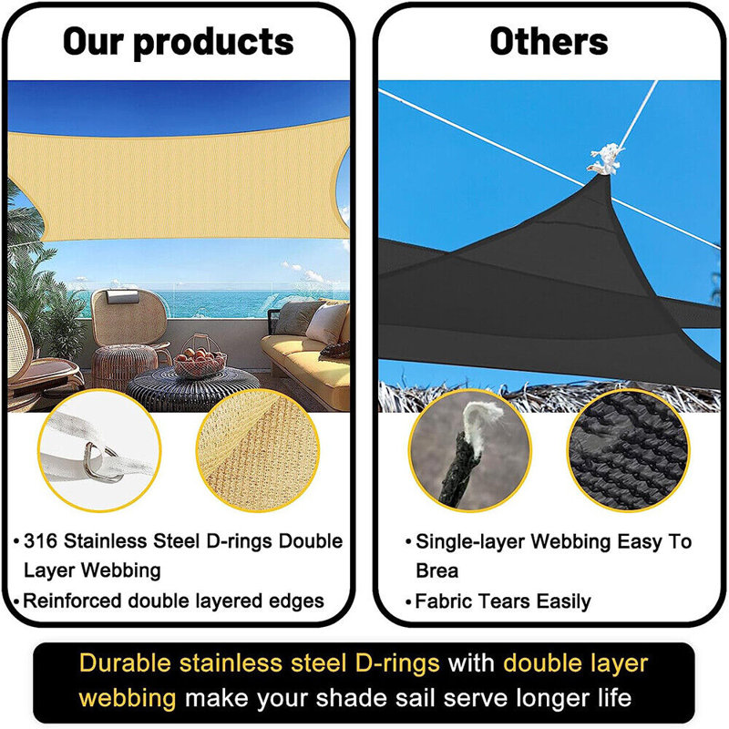 16' 6" Square Shade Sail, Gray