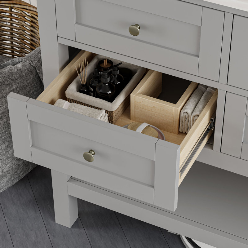 Bobigny 59.1'' Double Bathroom Vanity with Engineered Marble Top