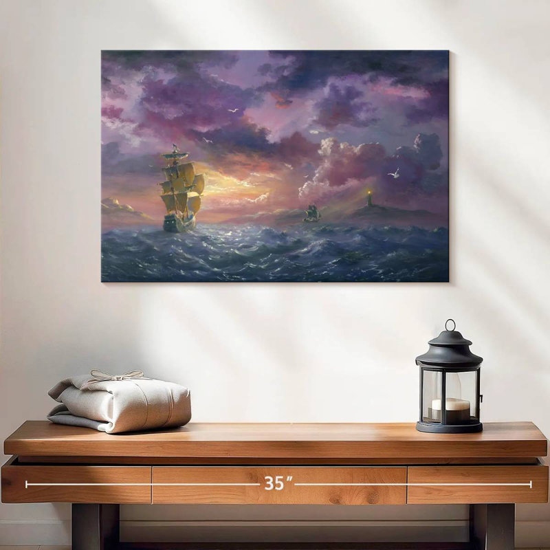Aletra Lighthouse Guiding Ships, 16" H x 24" W