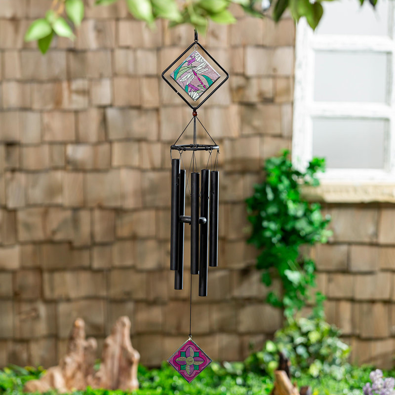 Carillon en vitrail Tykirra, libellule, 36 po
