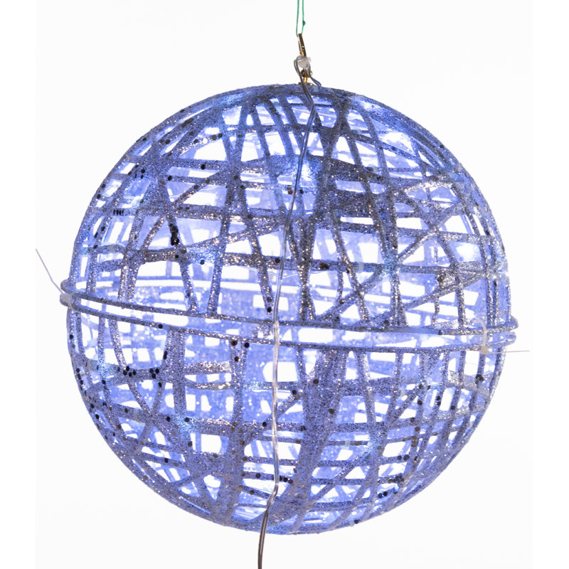 Boule de Noël scintillante de Noël avec guirlandes de lumières DEL, paillettes argentées / 50 lumières