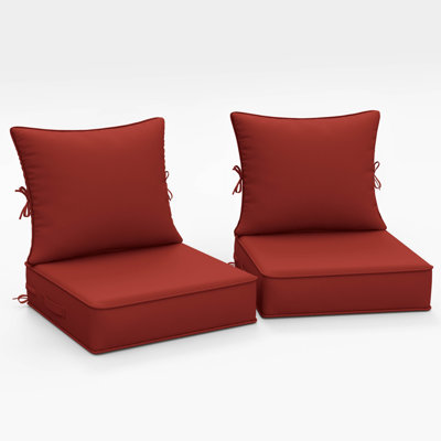 Coussins d'extérieur Braun 22x22x4 pour chaises de patio, coussins d'assise et de dossier pour intérieur/extérieur, coussins seulement (paquet de 2)