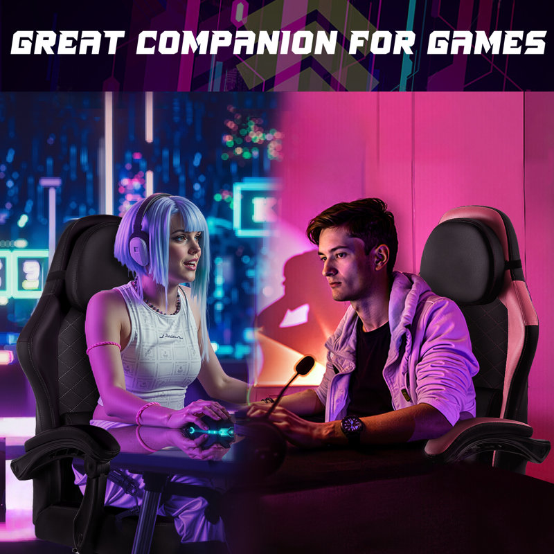 Adjustable Reclining Ergonomic Game Chair, Black