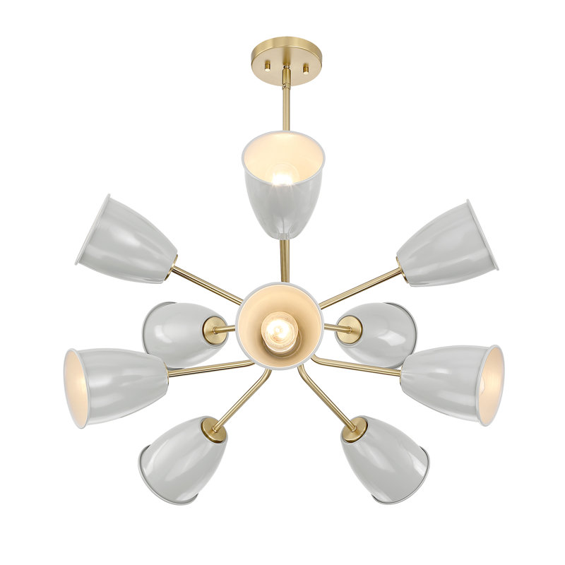 Lustre sphérique spoutnik à 10 lumières Kynthia, Ciel gris