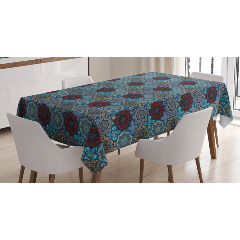 Moroccan Dining Room Kitchen Tablecloth, 70" L x 52" W