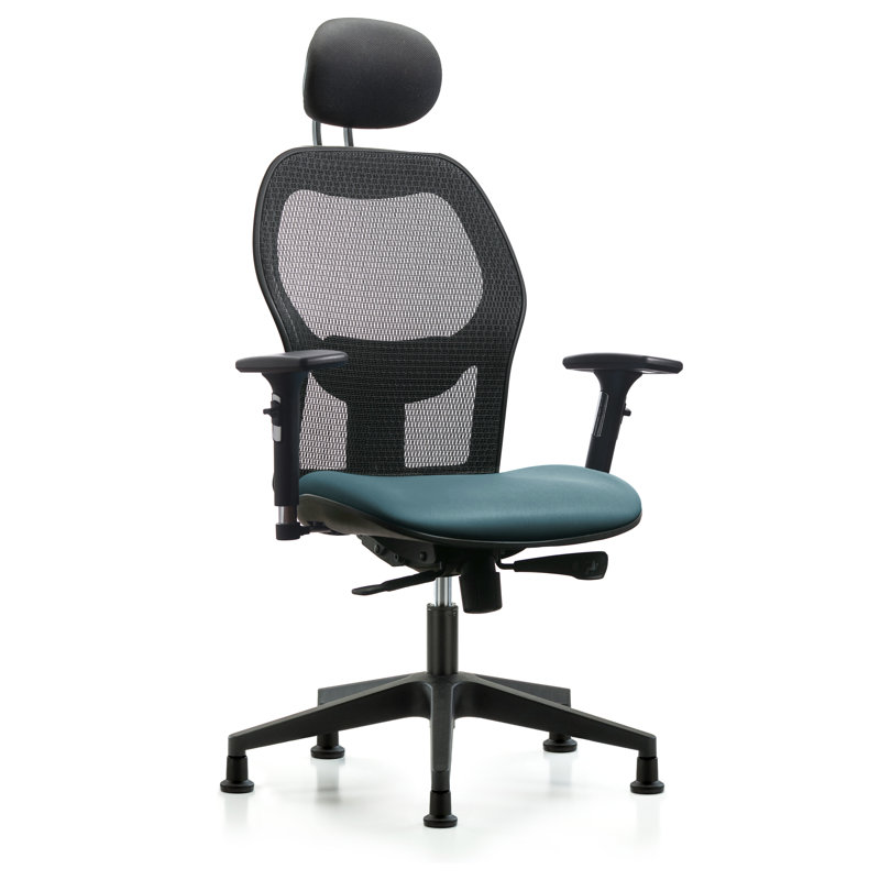 Vinyl Task Chair with Headrest, Storm, Glides