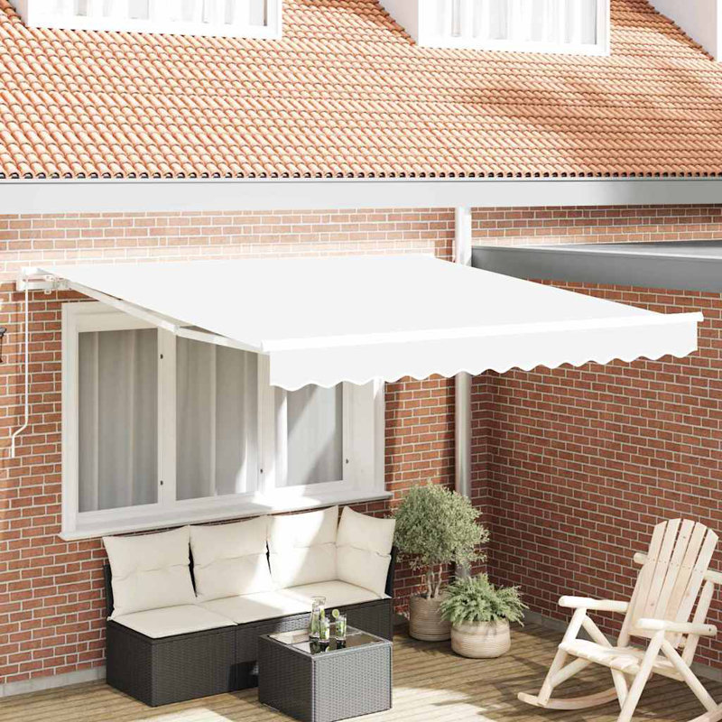 Brayden Studio Retractable Door / Window Awning, White/White, 350 cm W x 250 cm D