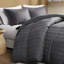 3 couettes avec taies décoratives à fermeture à enveloppe, tissé, gris anthracite, sophistication intemporelle à rayures, conception antidérapante, facile à laver-132971707