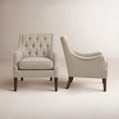 Madison Park Qwen Button Tufted Accent Chair, Beige