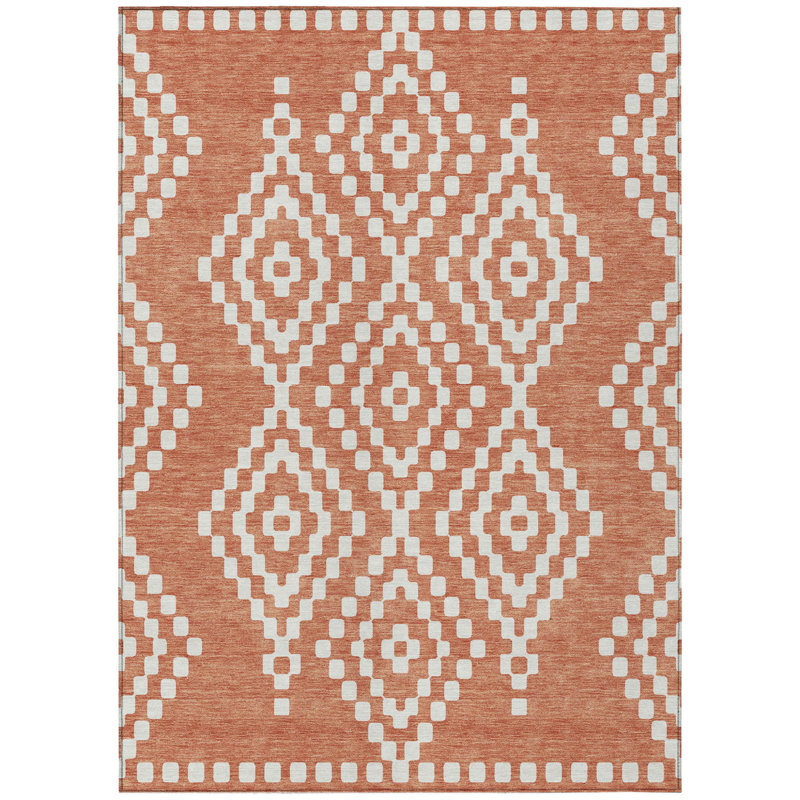 Tapis intérieur / extérieur lavable 9 pi x 12 pi saumon et ivoire