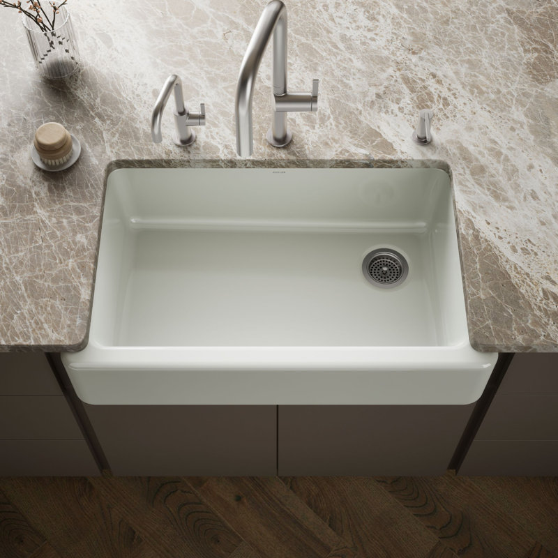Whitehaven Self-Trimming 36" L x 22" W Farmhouse Kitchen Sink, Sea Salt