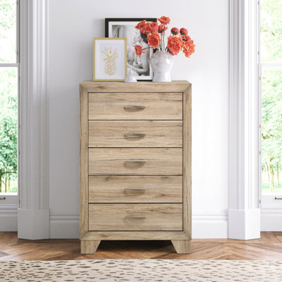 Commode 5 tiroirs en bois Mel