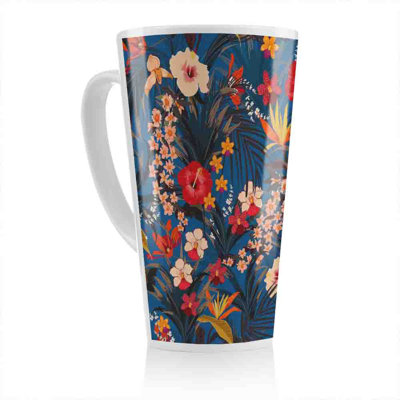 Bright Tropical Flowers & Plants Latte Mug