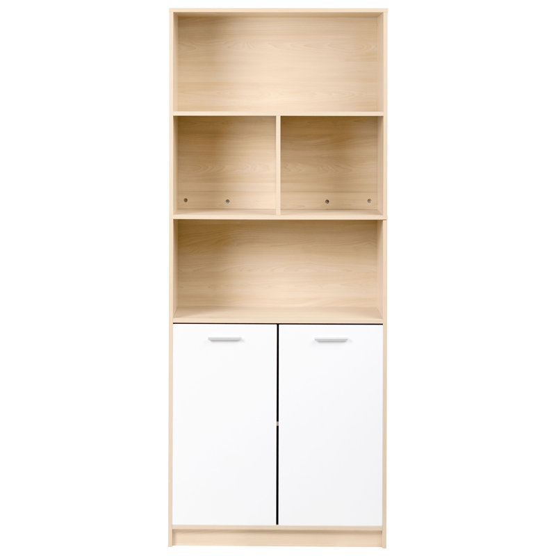 Almaguer 197cm H x 80cm W Particle Board Bookcase, Brown/White