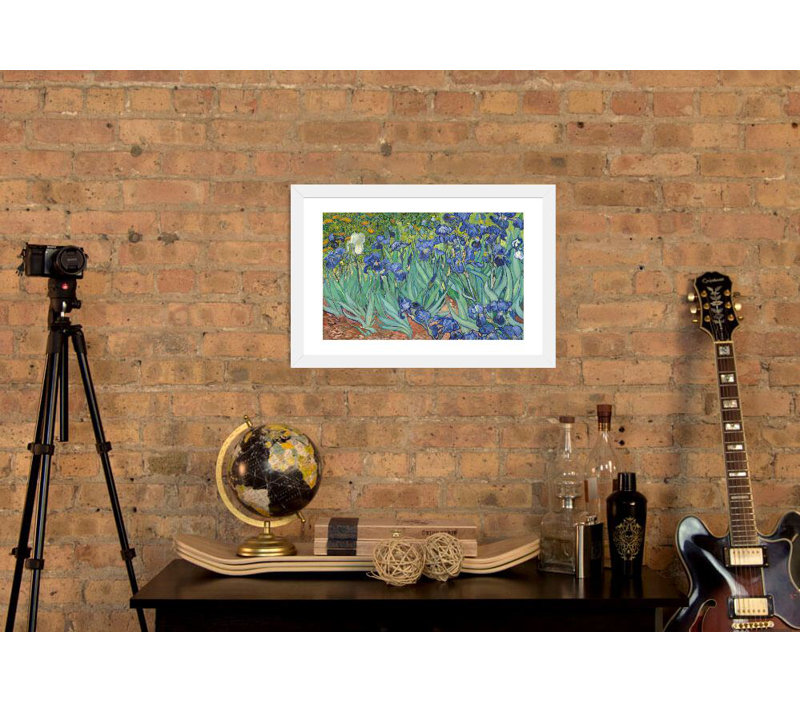 « irises » par vincent van gogh, impression, Cadre blanc, H 24 po x l 32 po x p 1 po