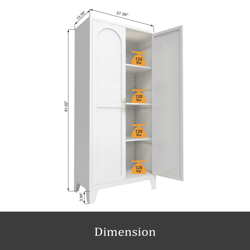 Armoire Shapely Doors, armoire de rangement en métal avec portes et tablettes réglables, pour chambre à coucher, salon, cuisine