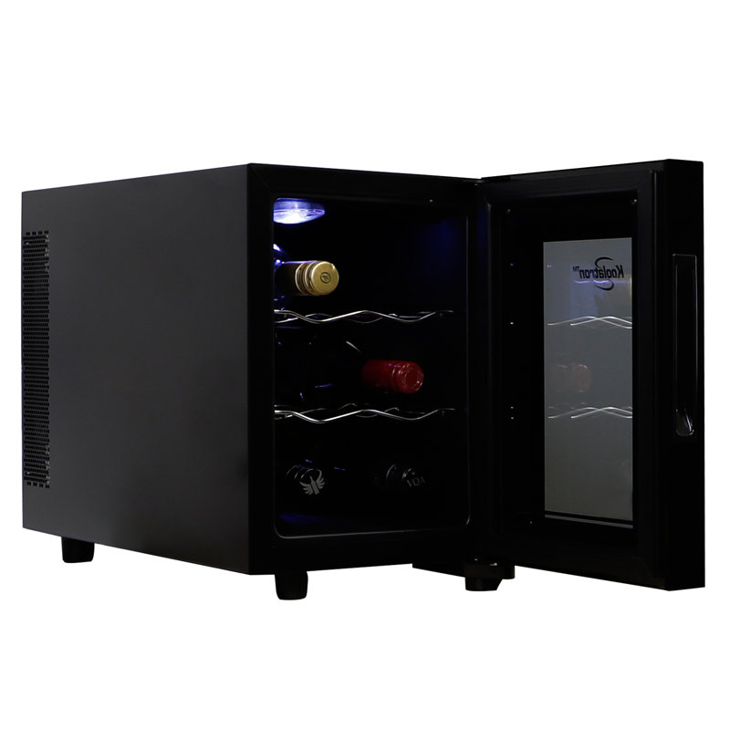 Koolatron 10" 6 Bottle Single Zone Freestanding Countertop Wine Cooler, Thermoelectric Wine Fridge