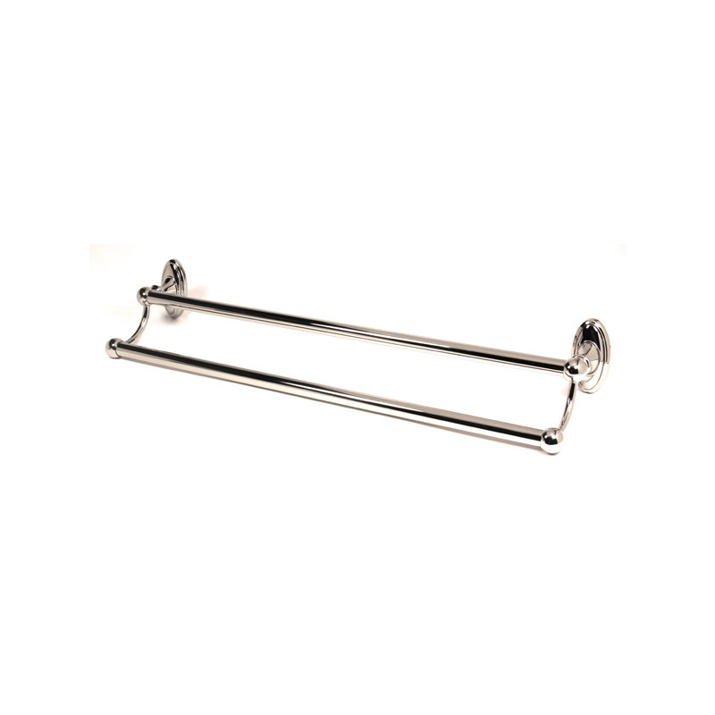 Classic Traditional Double Wall Mounted Towel Bar, Polished Chrome