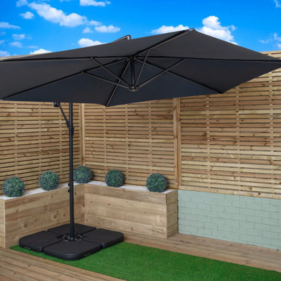 Gillian 3M Cantilever Banana Garden Parasol With Crank Handle And Parasol Base Weights Included