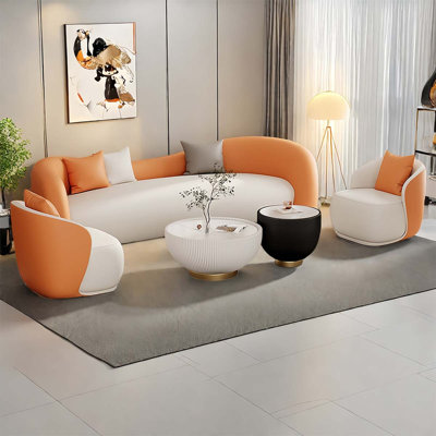 Orange and white reception sofa set